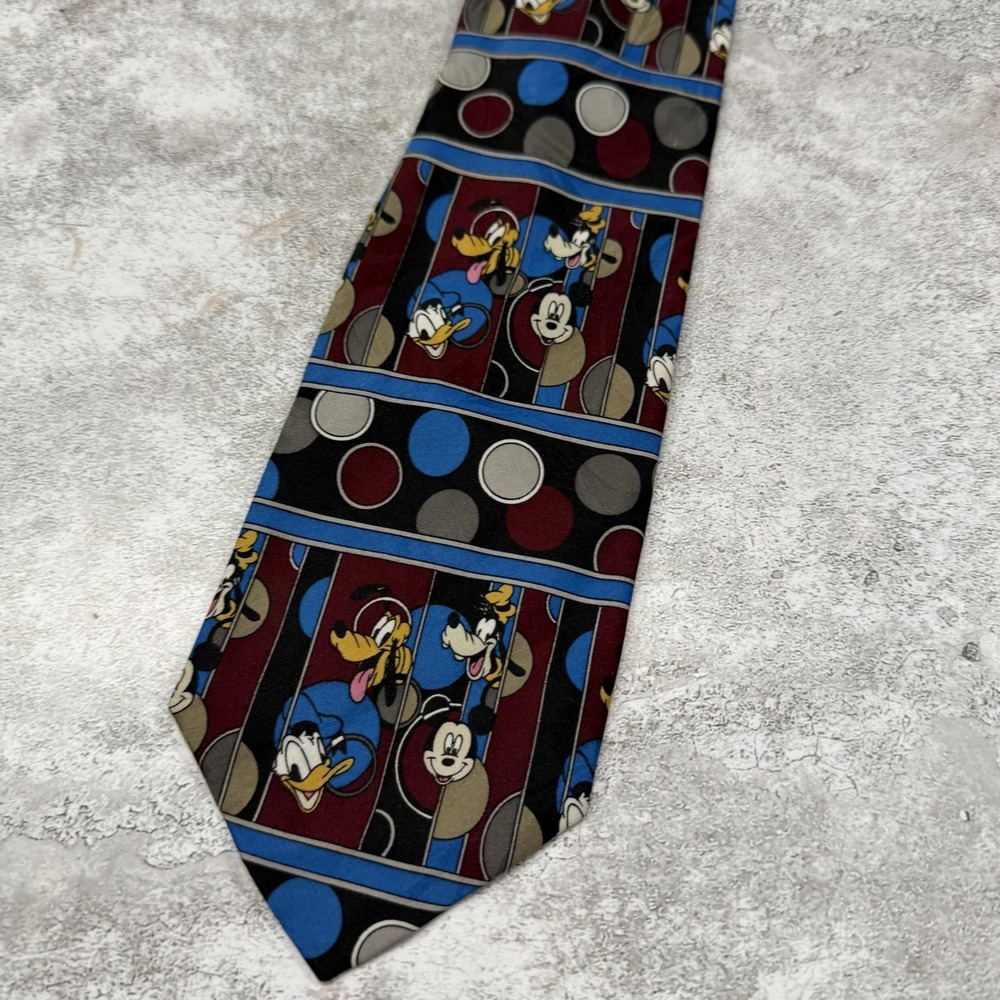 Mickey 100% Polyester Tie Mens One Size Black Polka Dot Mickey Mouse Necktie‎